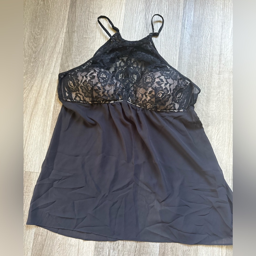 Ambrielle Black Lace Trim Chemise